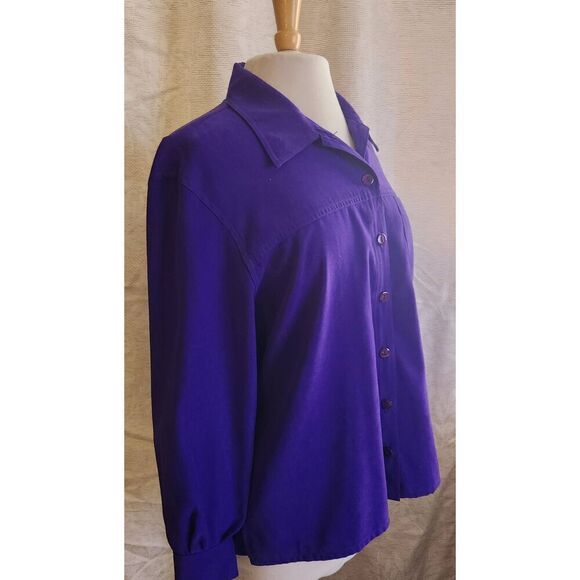 TanJay Petite purple button-up suede feel shirt - Picture 1 of 9